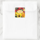 イエロー&レッドチューリップ誕生日 スクエアシール (バッグ)