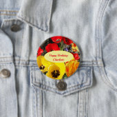 イエロー&レッドチューリップ誕生日 缶バッジ (インサイチュ)