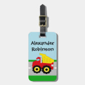 イエロー/レッドボーイズ小型トラック建築 ラゲッジタグ (正面縦)