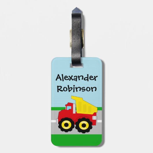 イエロー/レッドボーイズ小型トラック建築 ラゲッジタグ (裏面縦)