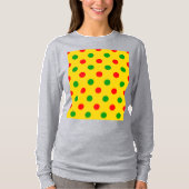 イエロー レッド グリーン 水玉 デザイン Tシャツ (正面)