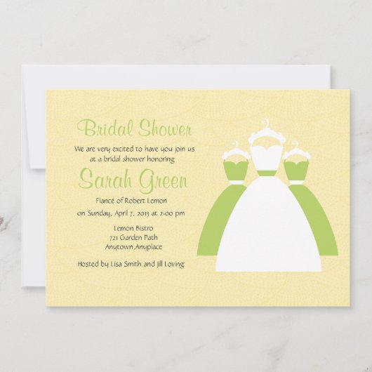 イエロー レモン グリーン カスタム ブライダル シャワー インビテ 招待状 (正面)