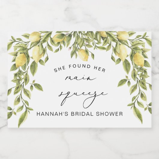 イエロー レモン ソレント メディテレーニアン ブライダル シャワー スパークリングワインラベル (シングルラベル)