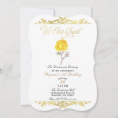 イエロー・ローズ＆エレガント・ゴールド・バースデー・パーティー 招待状 (正面)