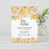 イエロー ローズ フラワーのウェディング セーブザデート (スタンド正面)