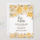 イエロー・ローズ・フラワーのウェディング セーブザデート (正面)