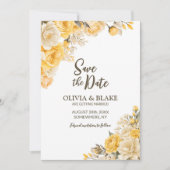 イエロー・ローズ・フラワーのウェディング セーブザデート (正面)