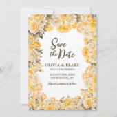 イエロー・ローズ・フラワーのウェディング セーブザデート (正面)