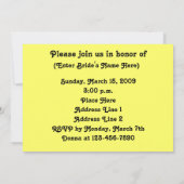 イエロー・ローズ・ブライダル・ウェディング・シャワー 招待状 (裏面)