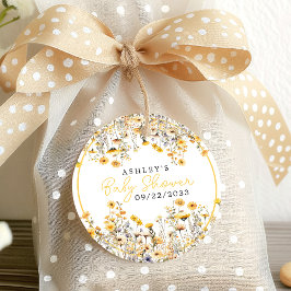 イエロー ワイルドフラワー ボヘミア 水彩 ベビーシャワー フェイバータグ