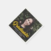 イエロー |写真はっきりしたの卒業のスクリプト スタンダードカクテルナプキン (角)