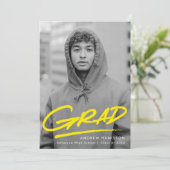 イエロー |写真卒業パーティー(Dashed Photo Graduation) 招待状 (スタンド正面)