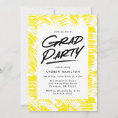 イエロー |写真卒業パーティー(Dashed Photo Graduation) 招待状 (裏面)