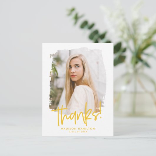 イエロー |写真名門私立校風のの卒業式 ポストカード (スタンド正面)