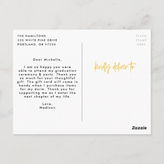 イエロー |写真名門私立校風のの卒業式 ポストカード (裏面)