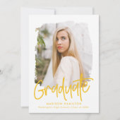 イエロー |写真名門私立校風の卒業パーティーのスクリプト 招待状 (正面)