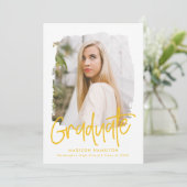 イエロー |写真名門私立校風の卒業パーティーのスクリプト 招待状 (スタンド正面)