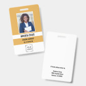 イエロー |写真社員ロゴまたはQRコードセキュリティ バッジ (表裏)