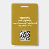 イエロー | 従業員の写真ID会社セキュリティ バッジ (裏面)