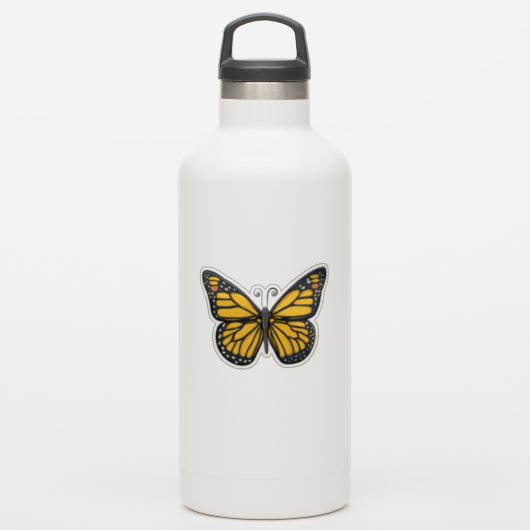 イエロー(昆虫)オオカバマダラ、モナークバタフライステッカー シール (ウォーターボトル)