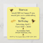 イエロー（昆虫）マルハナバチタイムトゥビーハッピーバースデーパーティー 招待状 (裏面)
