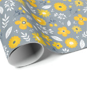 イエロー |白 |グレーフローララッピング紙 ラッピングペーパー (ロールコーナー)