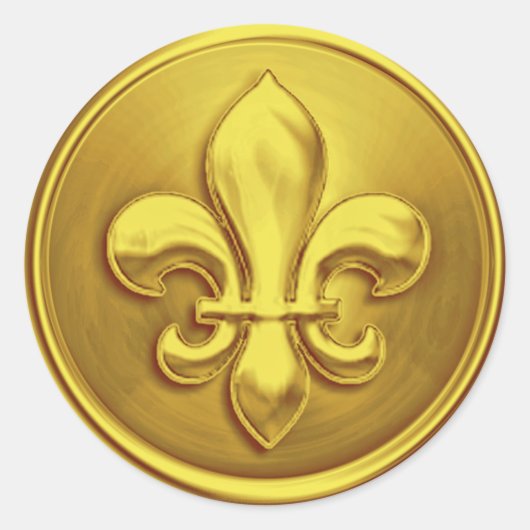 イエロー(紋章の)フラ・ダ・リ封筒用シールエンボスルック ラウンドシール (正面)