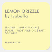 イエロー |自家製ケーキ製品の原料ラベル スクエアシール (正面)