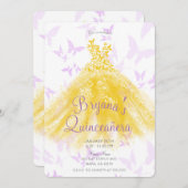 イエロー&薄紫バタフライダンスドレスキンセアニラ 招待状 (正面/裏面)