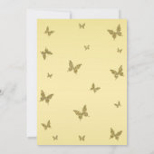 イエロー&金ゴールドグリッターバタフライスウィート16パーティー 招待状 (裏面)