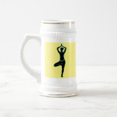 イエロー&金ゴールドスタンディングポーズヨガスタイン ビールジョッキ (左)