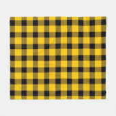 イエロー/金ゴールドバッファローカントリーランバージャックプレイド フリースブランケット (正面(横))