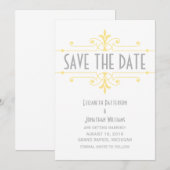 イエロー v2 おしゃれな 装飾的な 結婚式のご案内 招待状 (正面/裏面)