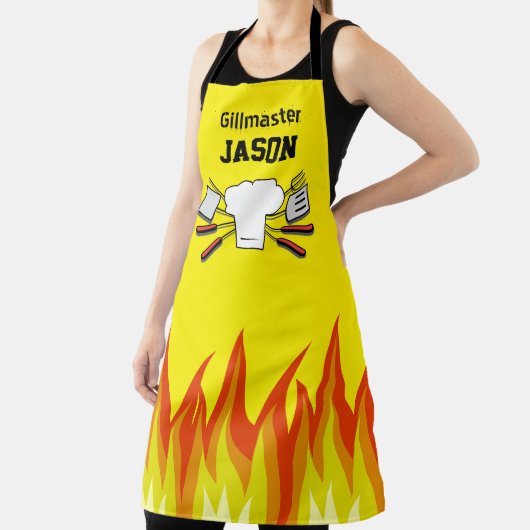 イエローBBQグリルマスターエプロンパーソナライズされた エプロン (インサイチュ)
