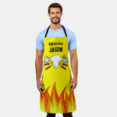 イエローBBQグリルマスターエプロンパーソナライズされた エプロン (着用した状態)