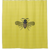 イエローBEEデコールヴィンテージハネビーグラフィック水玉模様 シャワーカーテン (正面)