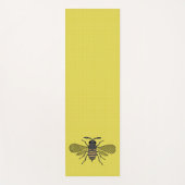 イエローBEEデコールヴィンテージハネビーグラフィック水玉模様 ヨガマット (正面)