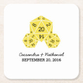 イエローD20サイコロ結婚ズ紙コースター スクエアペーパーコースター (正面)