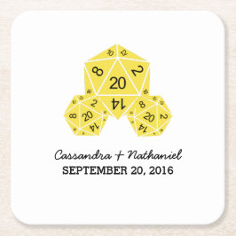 イエローD20サイコロ結婚ズ紙コースター スクエアペーパーコースター