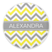 イエローDkグレーホワイトLGシェブロングレーネームモノグラム セラミックノブ (正面)