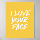 イエローIラブユア顔タイポグラフィ引用文 ポスター (正面)