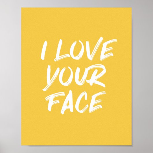 イエローIラブユア顔タイポグラフィ引用文 ポスター (正面)