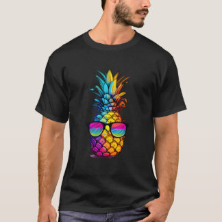 イエローKカラフルEappleサングラスサマーアロハビーチ Tシャツ