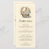 イエロ淡い色のイースターバニー メニュー (正面/裏面)