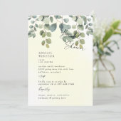 イエロ淡い色のスワッシュユーカリブライダルシャワー 招待状 (スタンド正面)