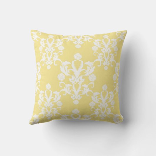 イエロ淡い色のダマスクヴィンテージスタイルシャビー クッション (裏面)