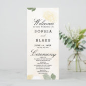 イエロ淡い色のーローズアンドグリーン結婚式 プログラム (スタンド正面)