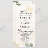 イエロ淡い色のーローズアンドグリーン結婚式 プログラム (正面/裏面)