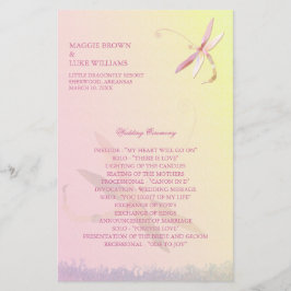 イエロ淡い色のー&ピンクトンフライ結婚式 プログラム