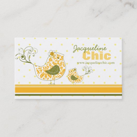 イエロ渦巻形のダマお洒落スクのママとベビー 名刺 (正面)